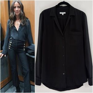 Equipment Keira Button Down Blouse in Black, Size XS